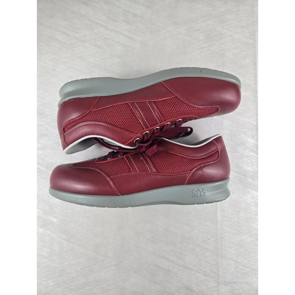 SAS Tour Mesh Womens 6 M Wine Burgundy Leather Walking Shoes Orthaheel Insole